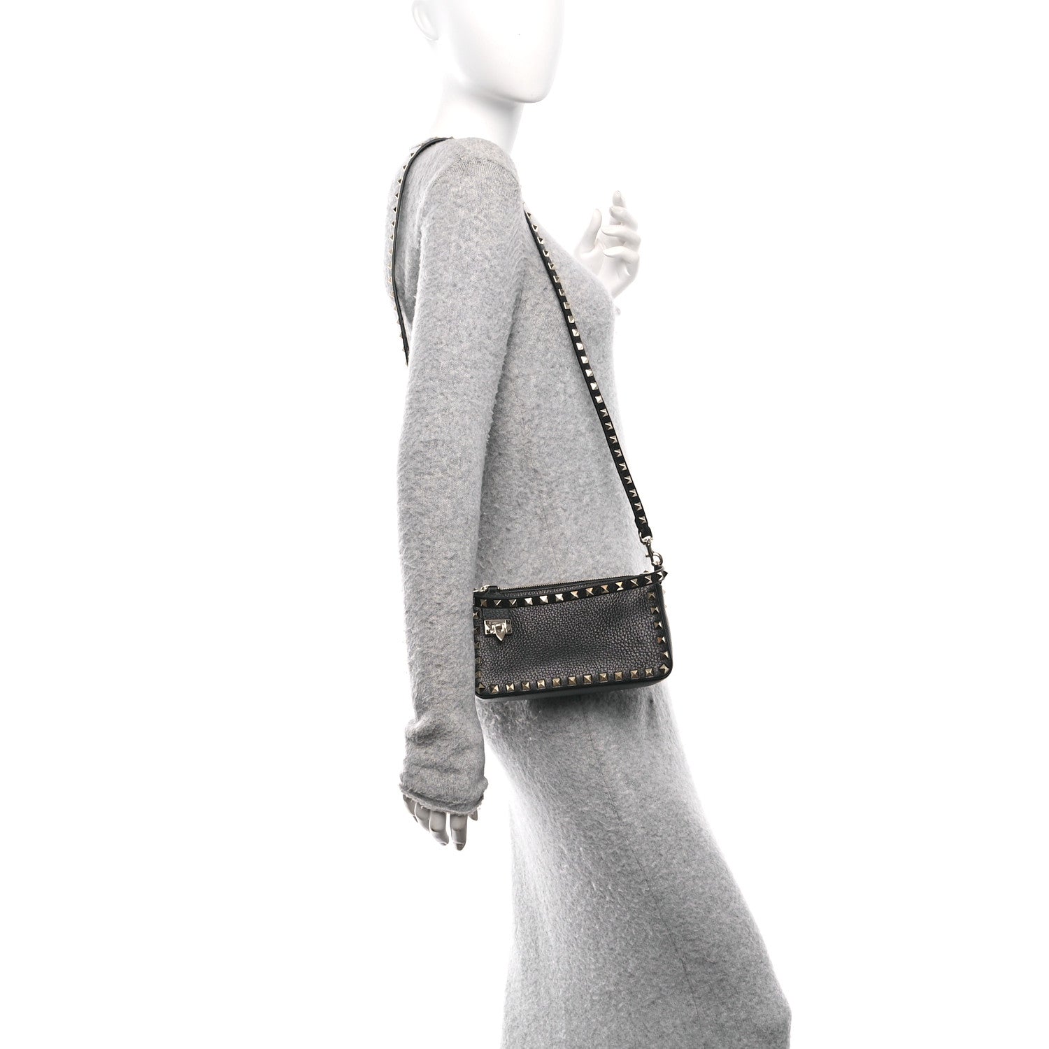 Valentino Garavani Pebbled Calfskin Small Rockstud Flip Lock Shoulder Bag Black 2 of 10