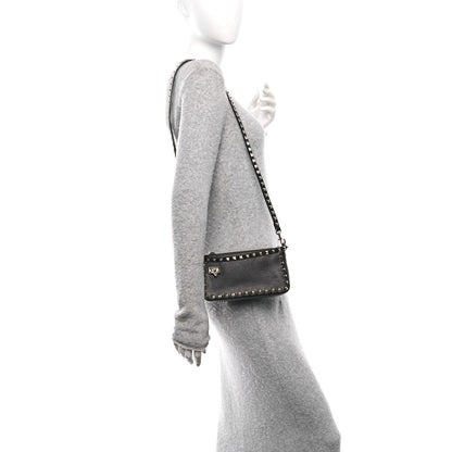 Valentino Garavani Pebbled Calfskin Small Rockstud Flip Lock Shoulder Bag Black 2 of 10