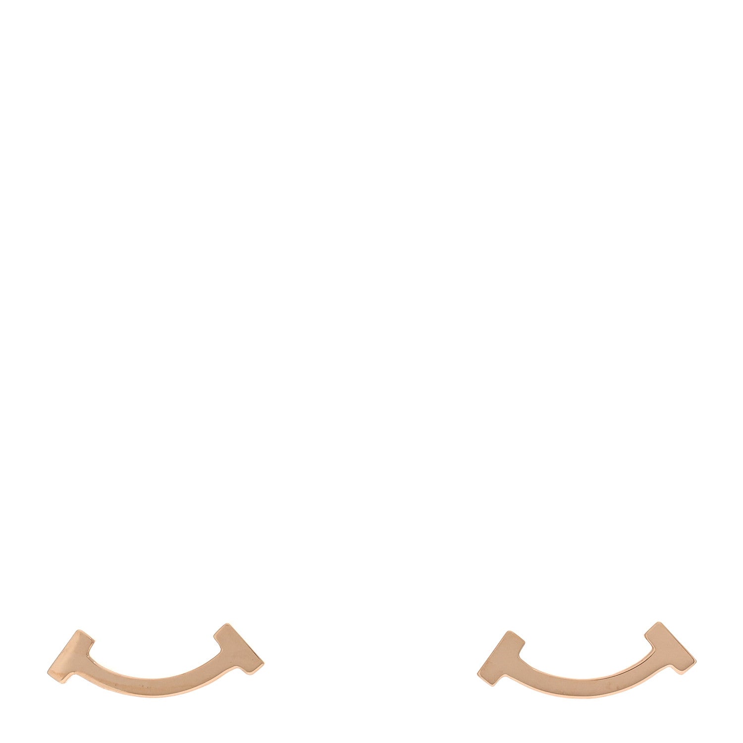 Tiffany 18K Rose Gold T Smile Stud Earrings 1 of 4