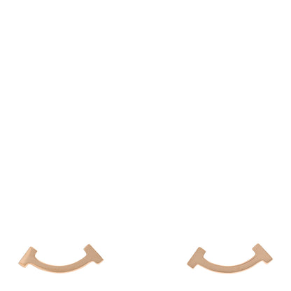 Tiffany 18K Rose Gold T Smile Stud Earrings 1 of 4