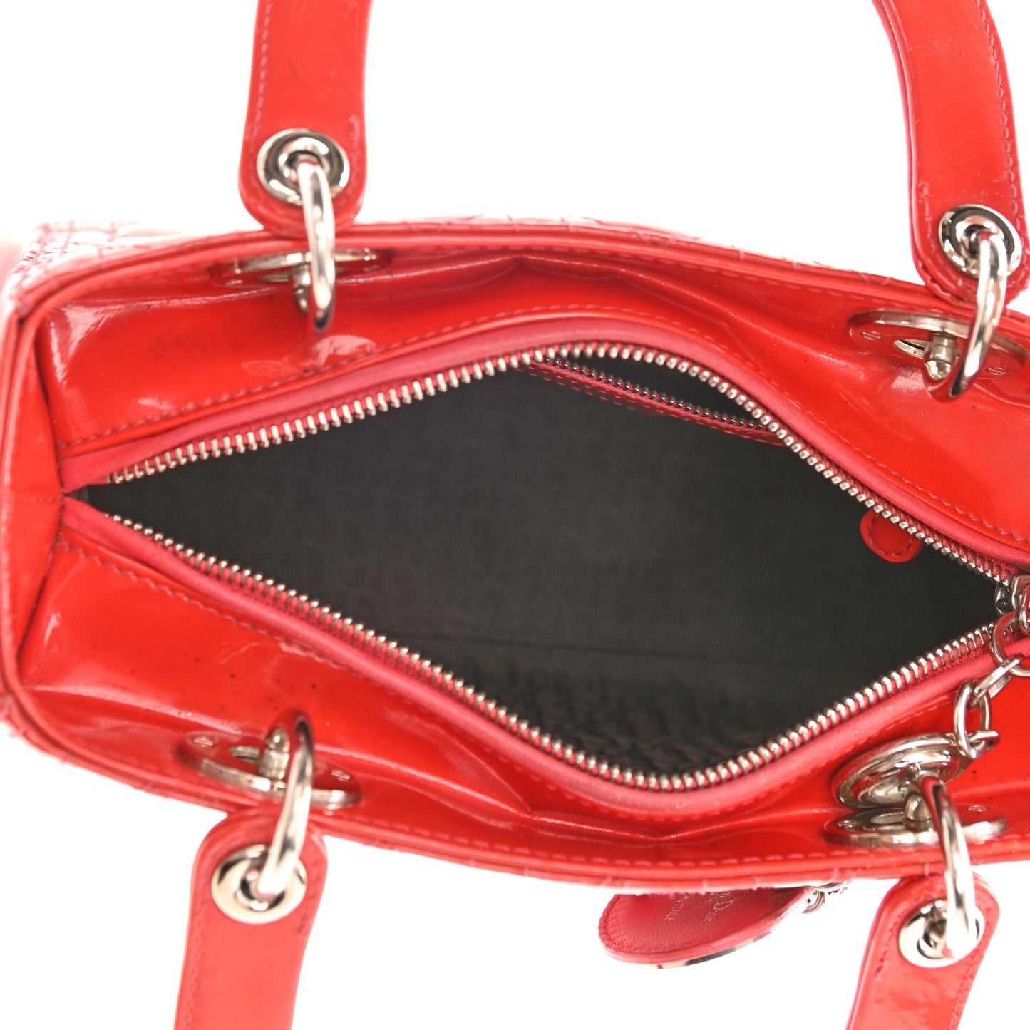 Patent Cannage Medium Lady Dior Red