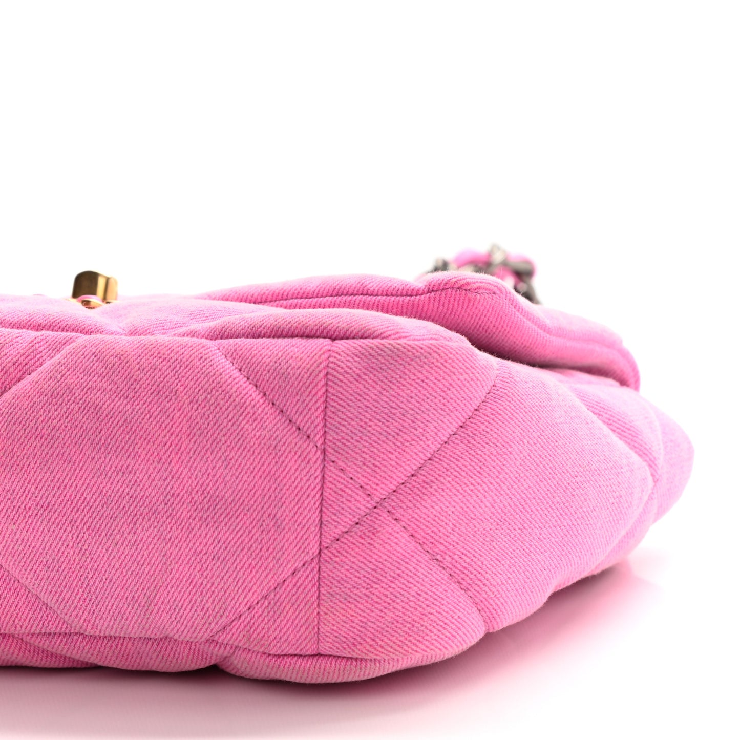Denim Quilted Medium Chanel 19 Flap Neon Pink