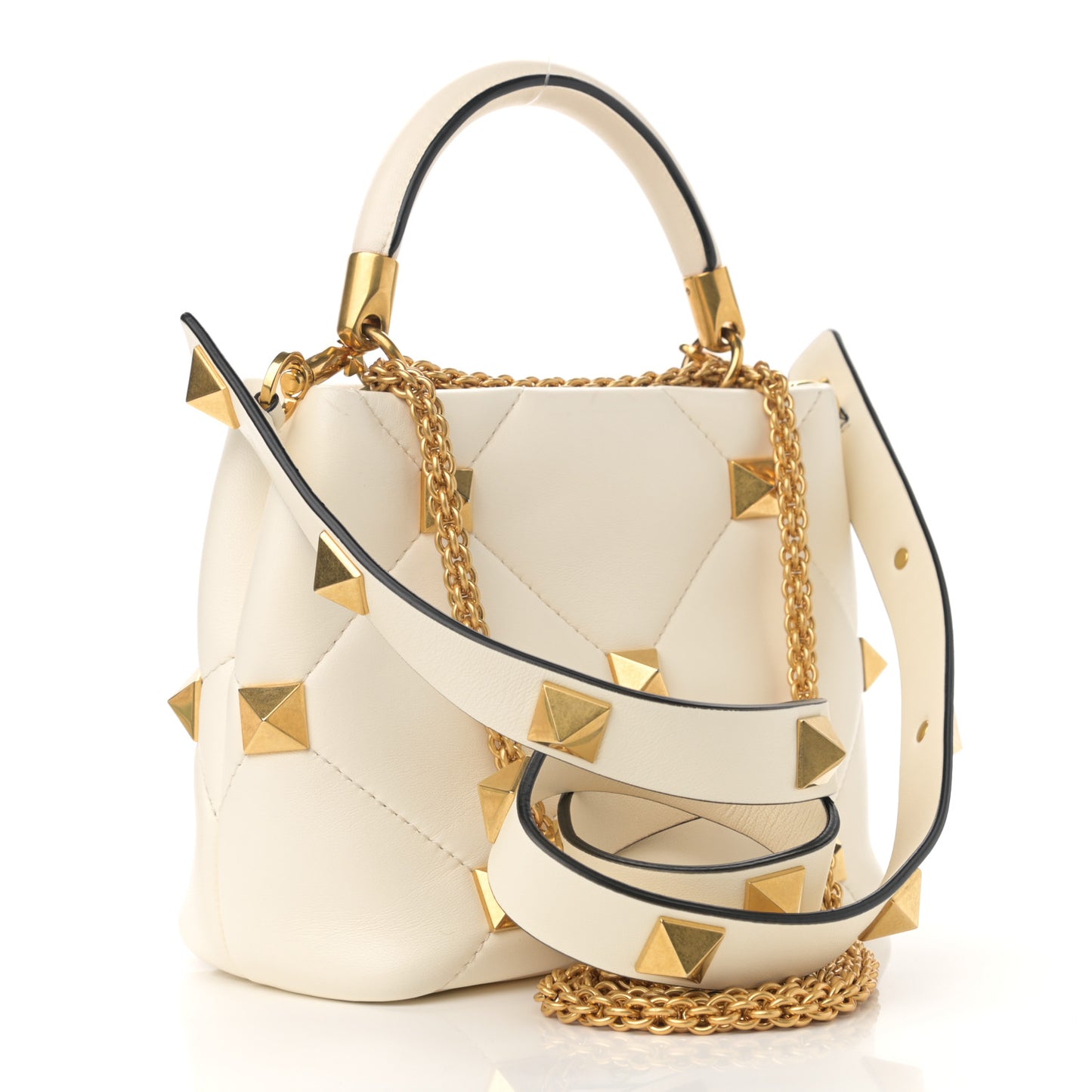 Nappa Small Roman Stud The Handle Bag Ivory