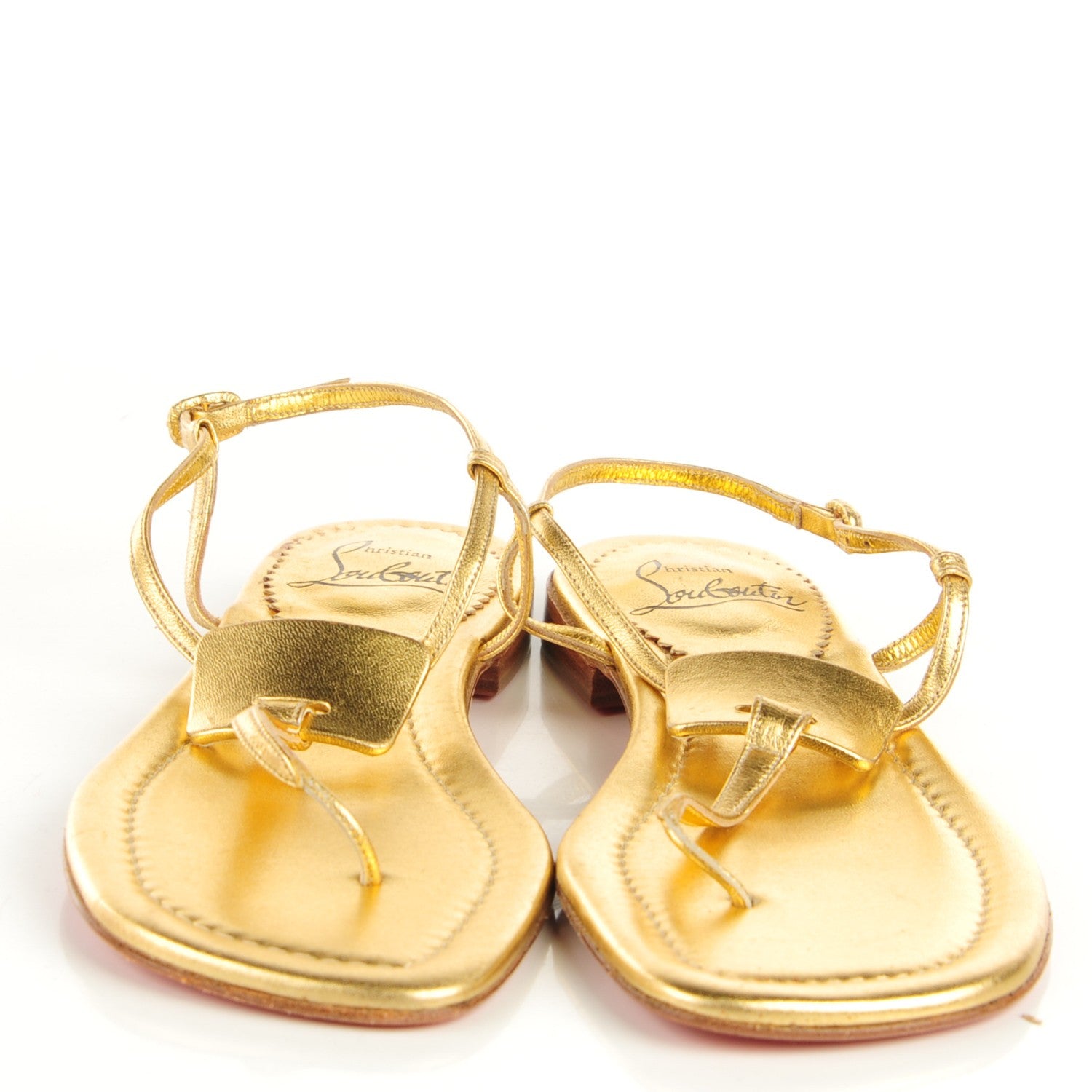 Christian Louboutin Metallic Flat Sandals 38.5 Gold 2 of 12
