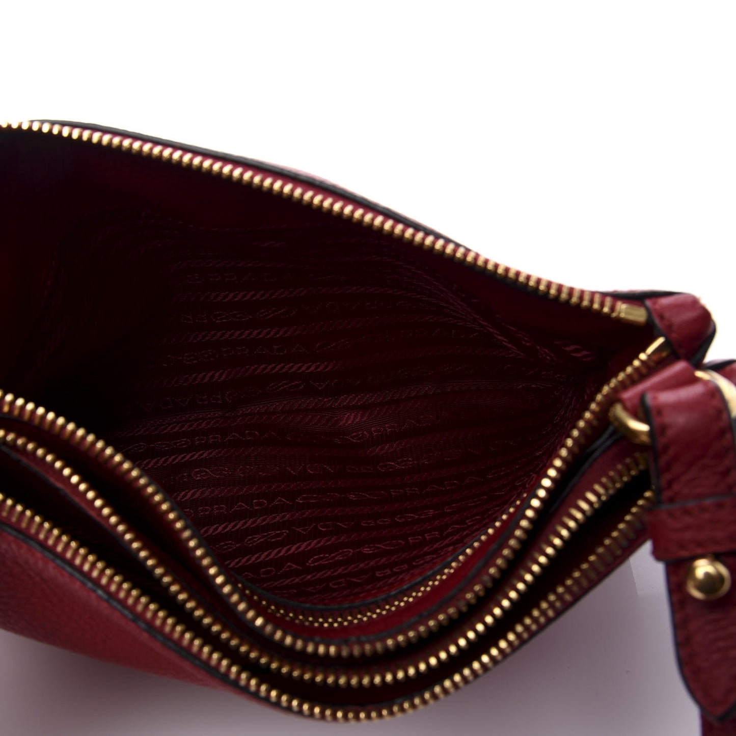 Vitello Daino Double Zip Crossbody Bag Rosso