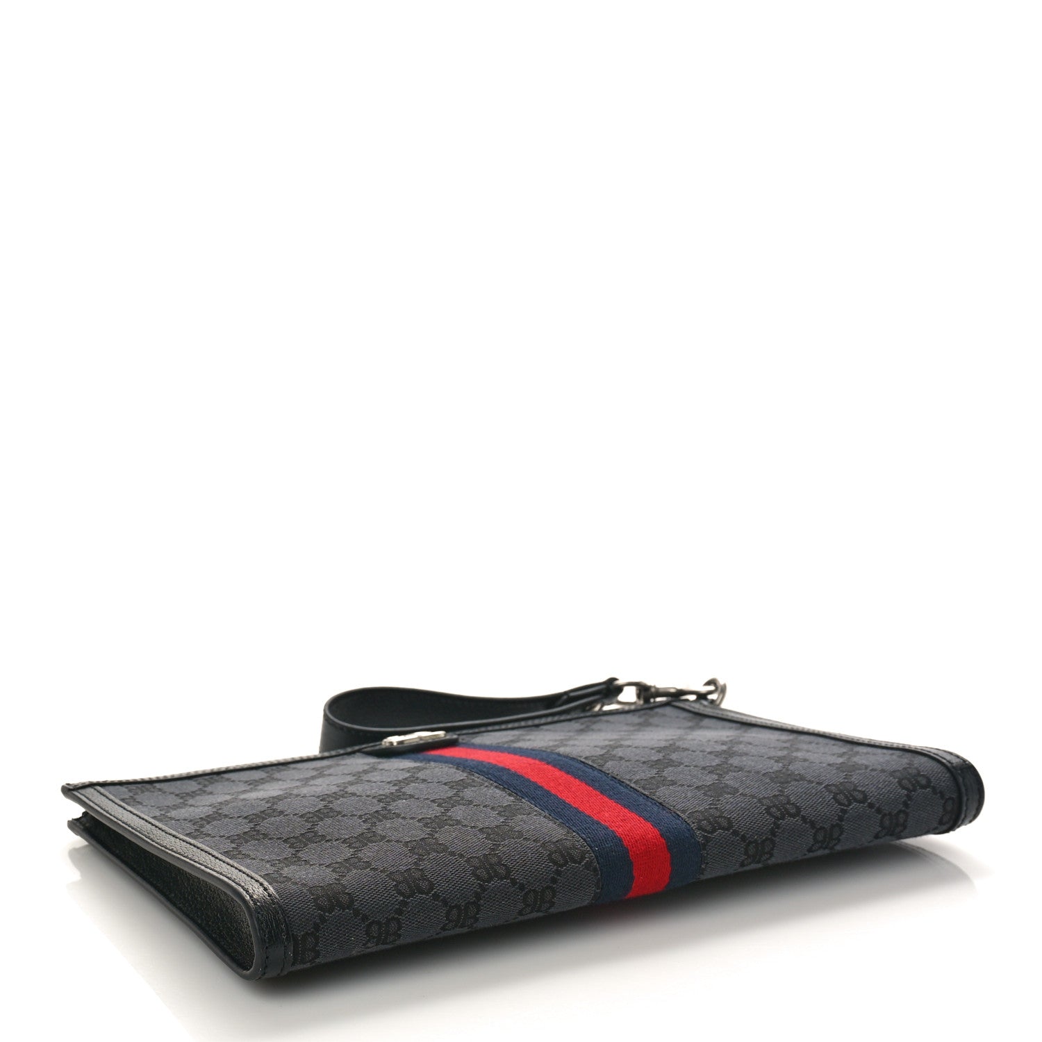 Gucci X BALENCIAGA BB Supreme Monogram Web Ophidia Laptop Pouch Black 4 of 8