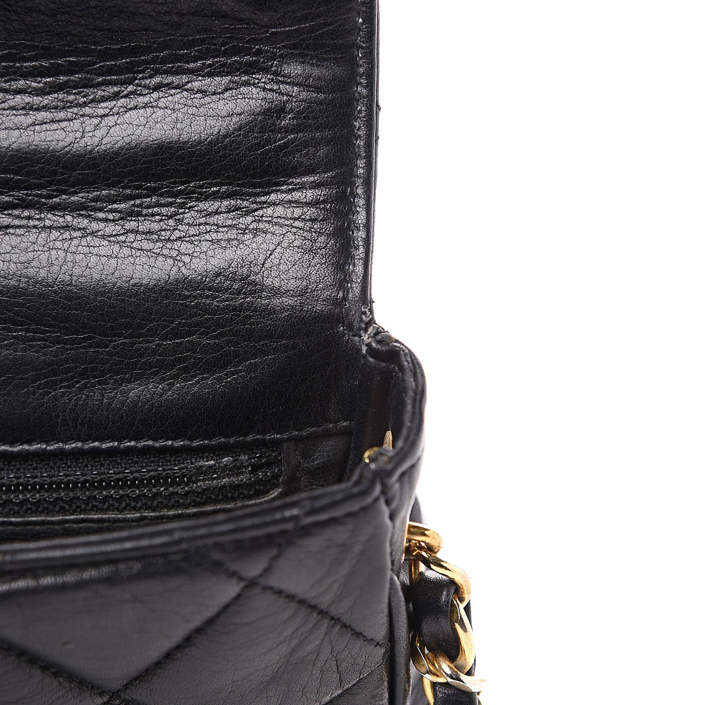 Lambskin Quilted Extra Mini Flap Black