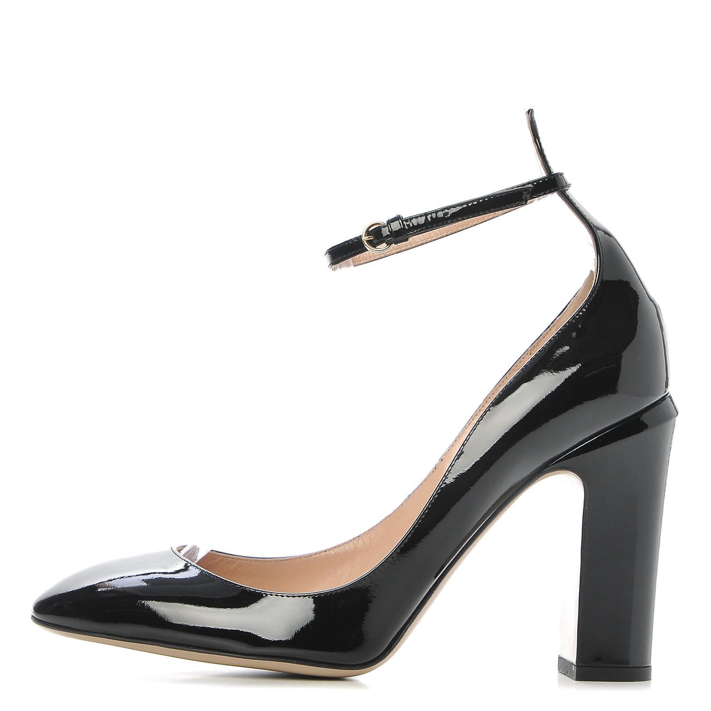 Patent Tan-Go Mary Jane Ankle Strap 100mm Pumps 40.5 Black