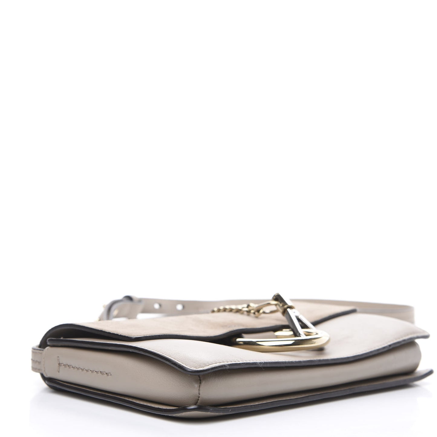 Suede Calfskin Small Faye Shoulder Bag Motty Grey