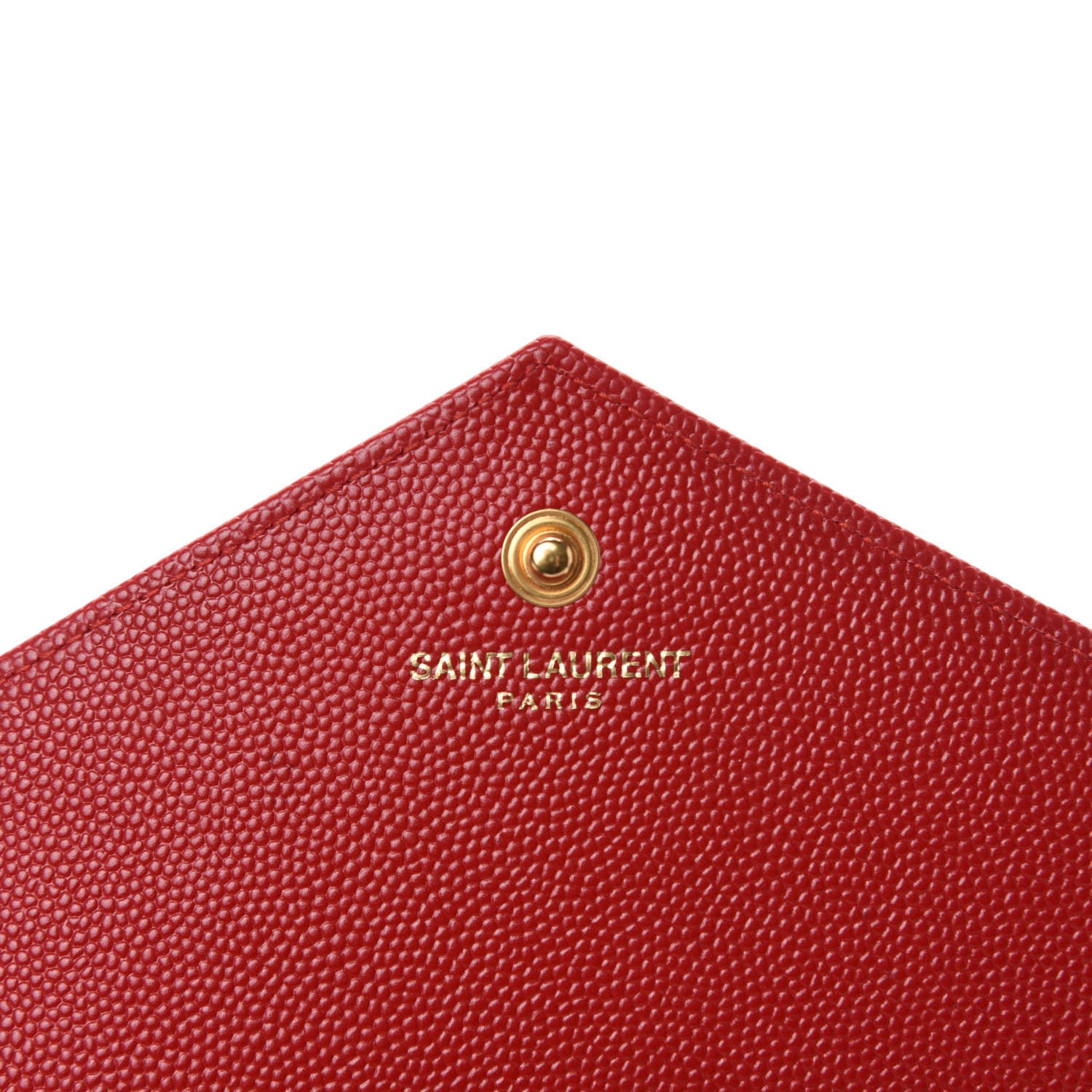 Saint Laurent Grain De Poudre Matelasse Chevron Monogram Chain Wallet Red 8 of 12