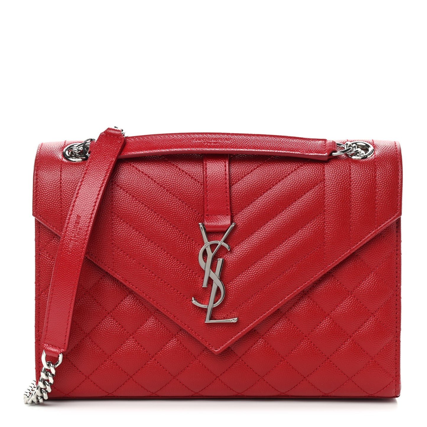 Grain De Poudre Textured Mixed Matelasse Triquilt Medium Monogram Satchel New Red