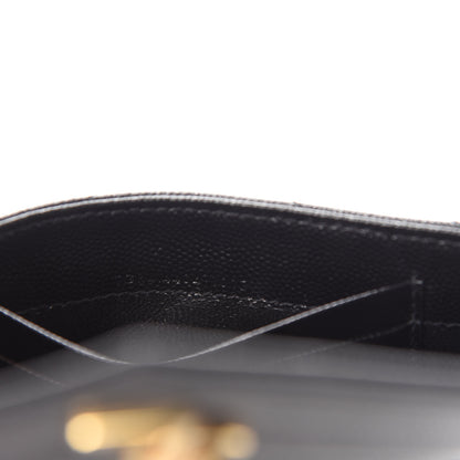 Saint Laurent Grain De Poudre Matelasse Chevron Small Monogram Envelope Wallet Black 7 of 8