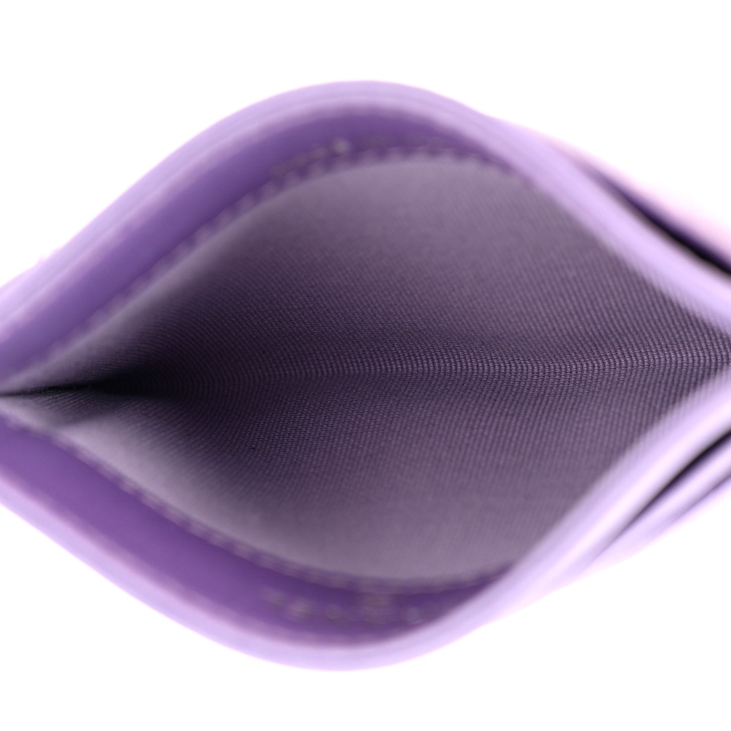 Metallic Lambskin Quilted Card Holder Light Purple