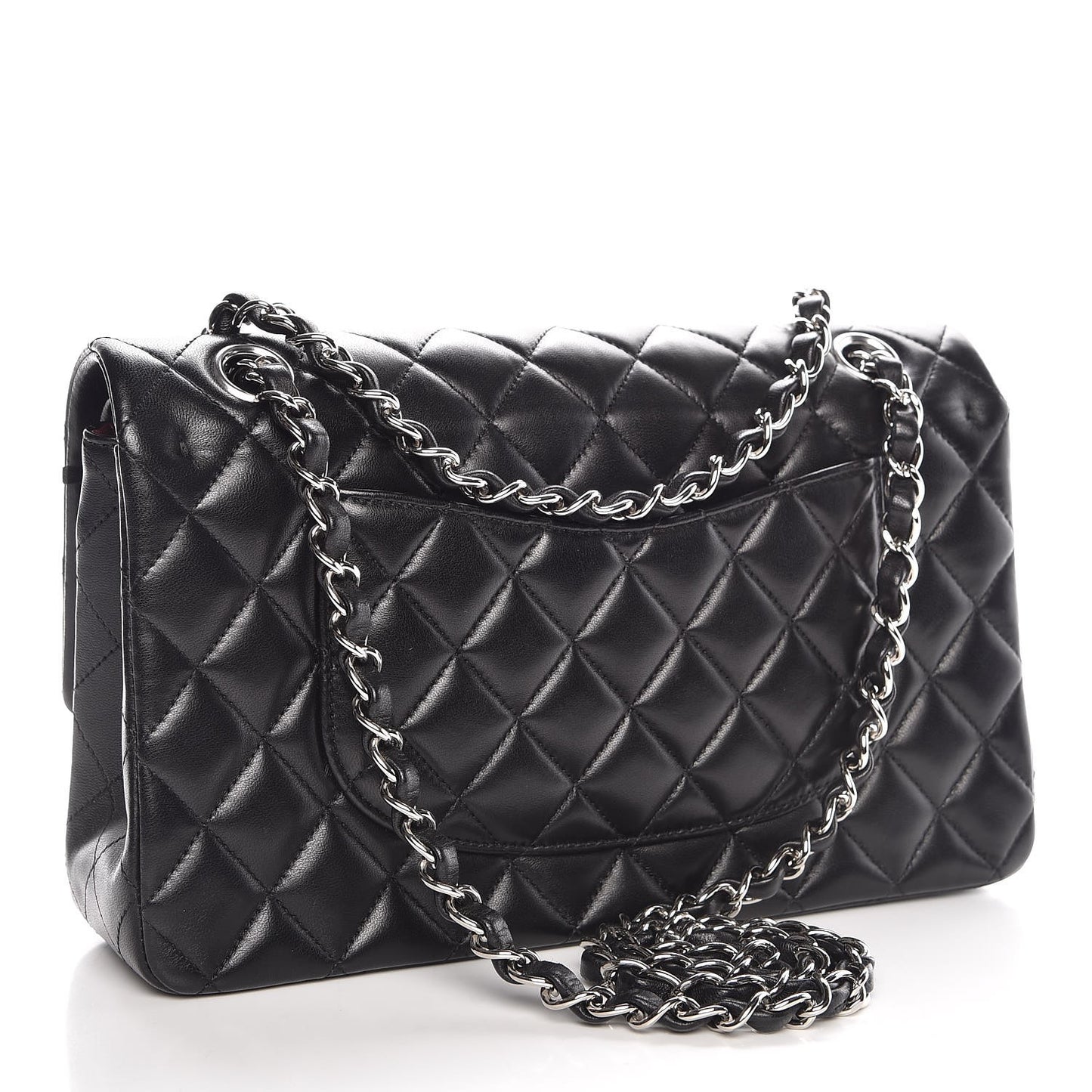 Lambskin Quilted Medium Double Flap Black