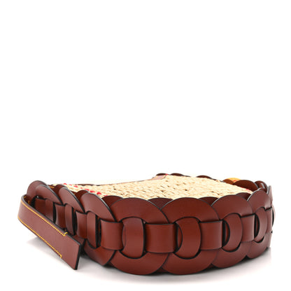 Chloe Calfskin Raffia Embroidered Small Darryl Hobo Sepia Brown 4 of 10