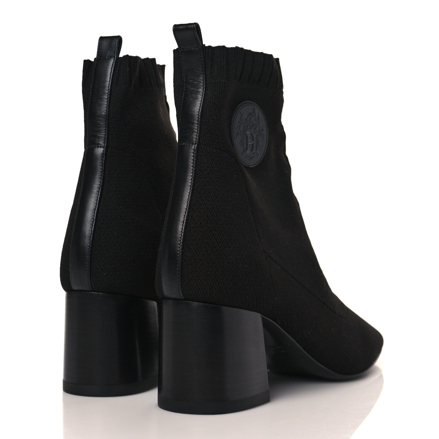Hermes Knit Calfskin Volver Ankle Boots 40 Black 4 of 8