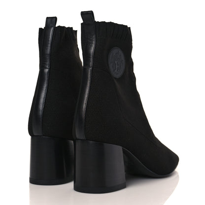 Hermes Knit Calfskin Volver Ankle Boots 40 Black 4 of 8