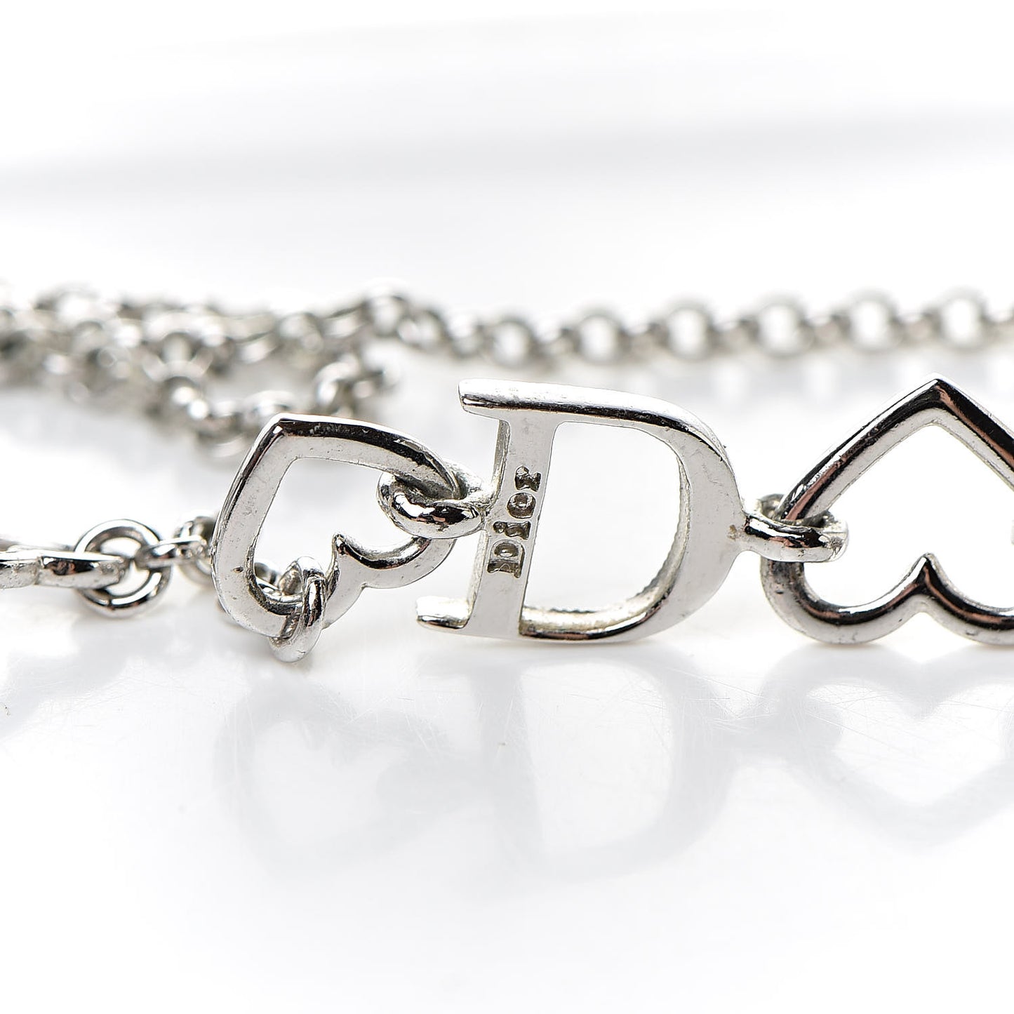 Metal Crystal Heart Necklace Silver