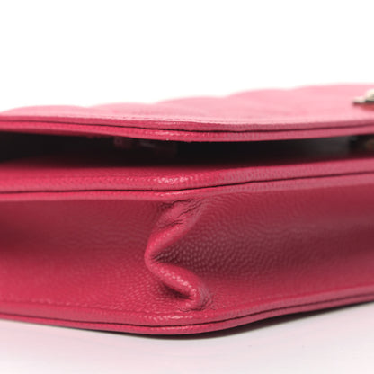 Chanel Caviar Quilted Boy Wallet On Chain WOC Fuchsia 8 of 12