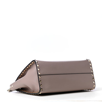 Valentino Garavani Pebbled Calfskin Small Rockstud Double Handle Bag Poudre 3 of 5