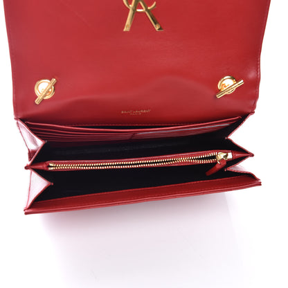 Saint Laurent Lambskin Matelasse Monogram Vicky Chain Wallet Rouge Eros 7 of 10