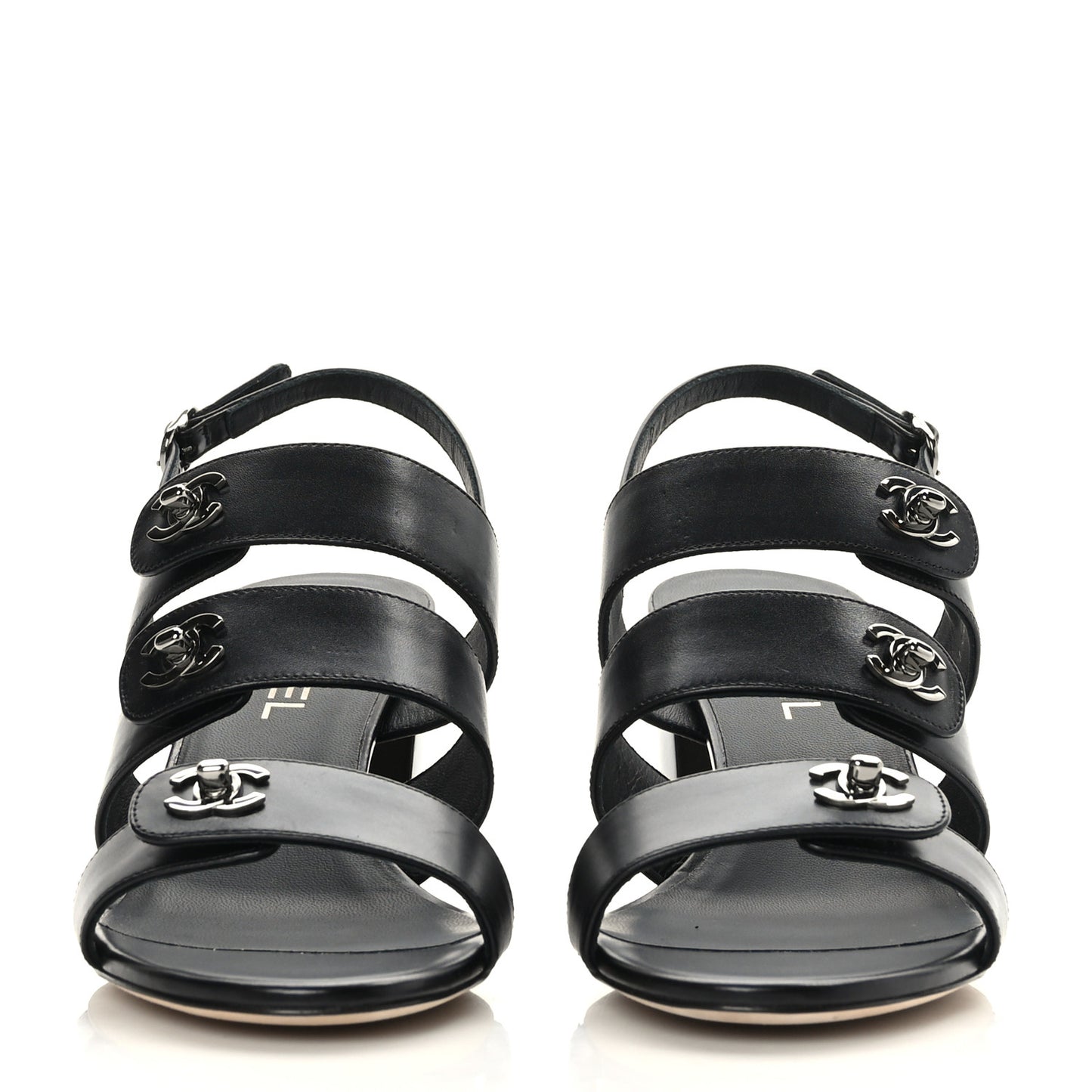 Calfskin CC Turnlock Sandals 40 Black