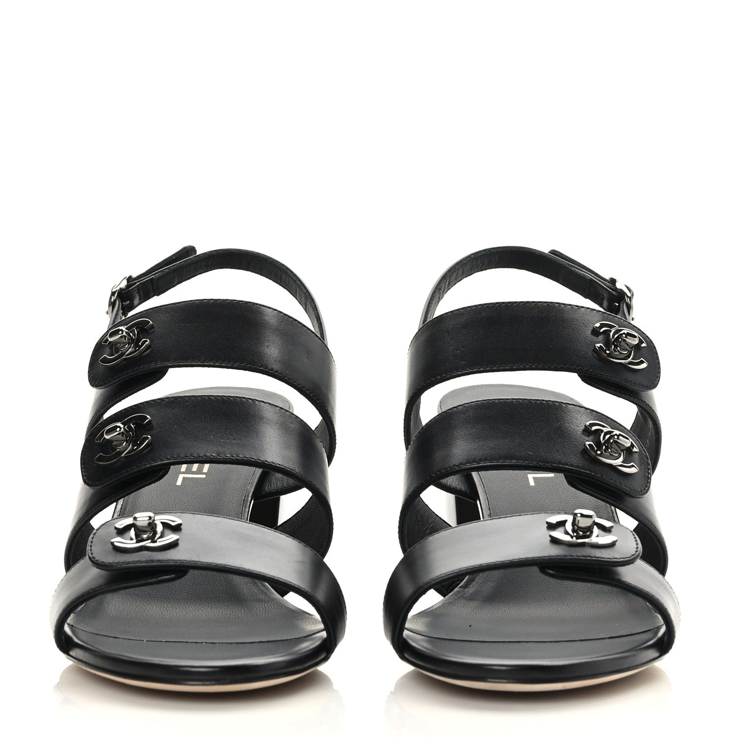 Chanel Calfskin CC Turnlock Sandals 40 Black 2 of 9