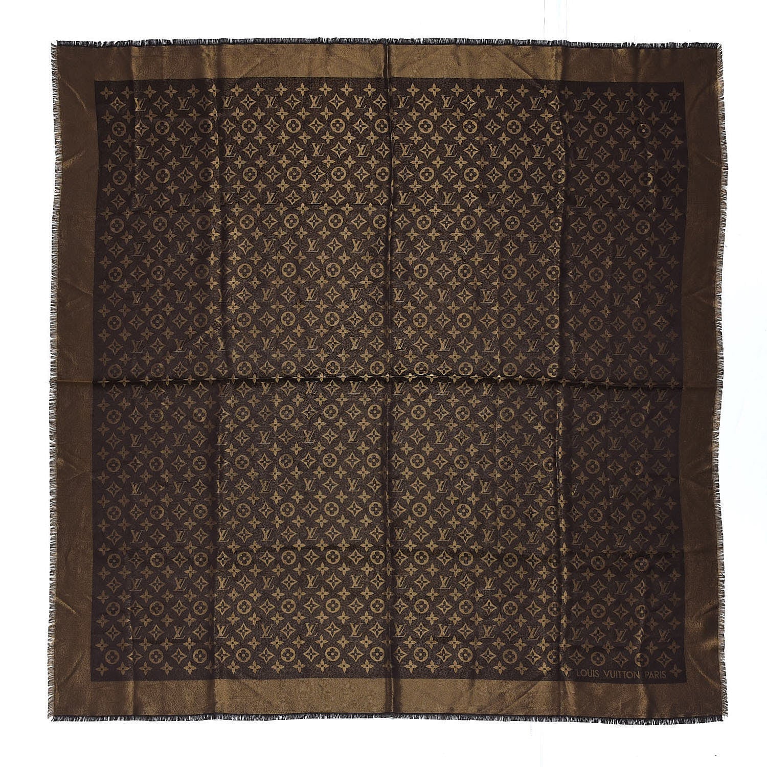 Louis Vuitton Silk Lurex Wool Monogram Shine Shawl Brown 1 of 4