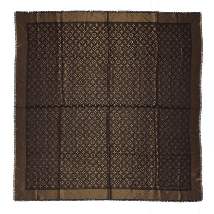 Louis Vuitton Silk Lurex Wool Monogram Shine Shawl Brown 1 of 4