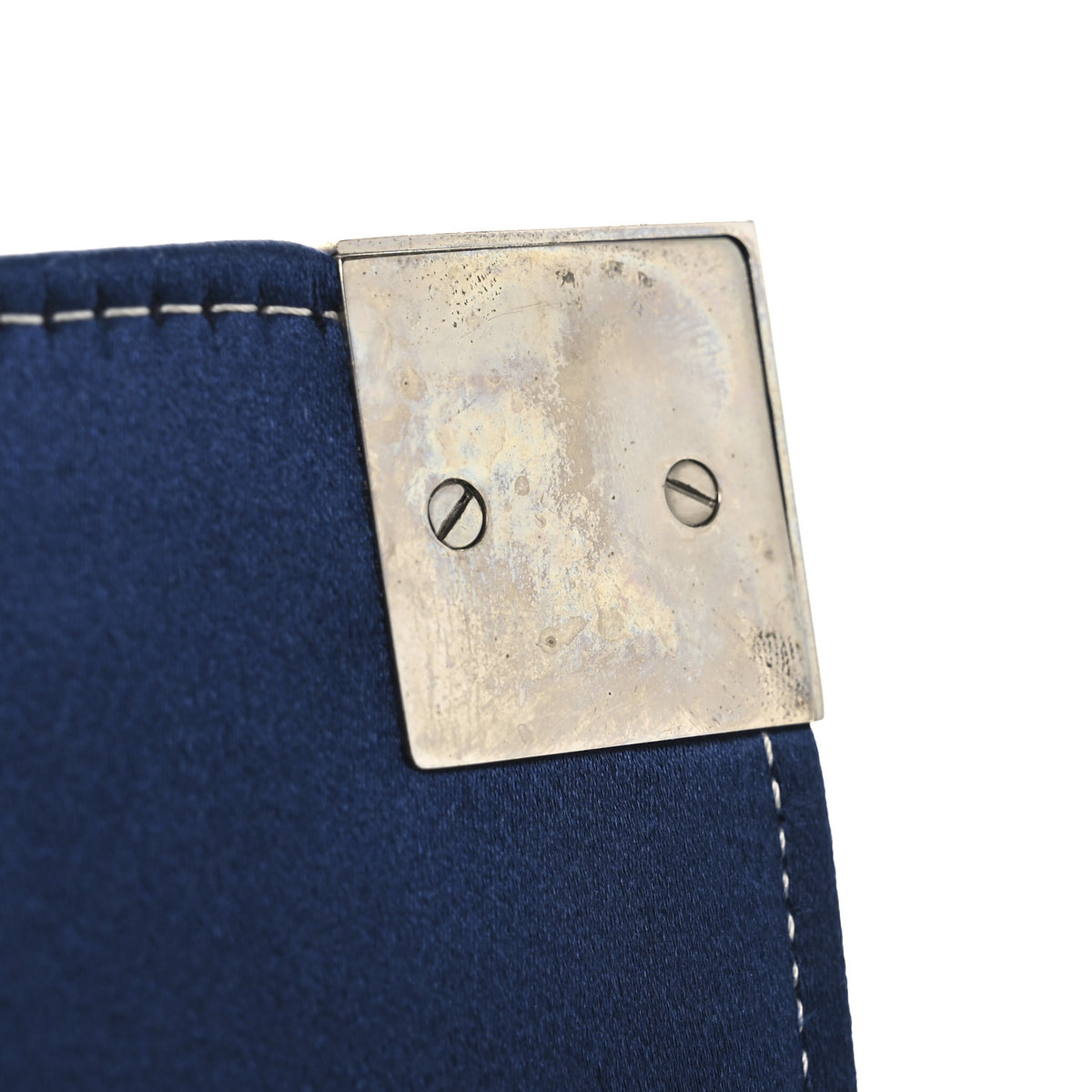 Satin Chocolate Bar Flap White Blue