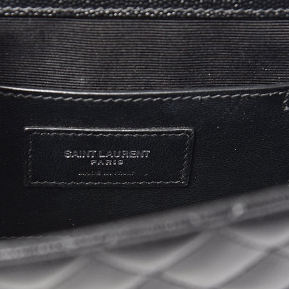 Saint Laurent Grain De Poudre Textured Mixed Matelasse Triquilt Small Monogram Satchel Black 6 of 10