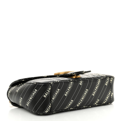 Gucci X BALENCIAGA Calfskin Matelasse Logo Print Small GG Marmont Shoulder Bag Black 4 of 11