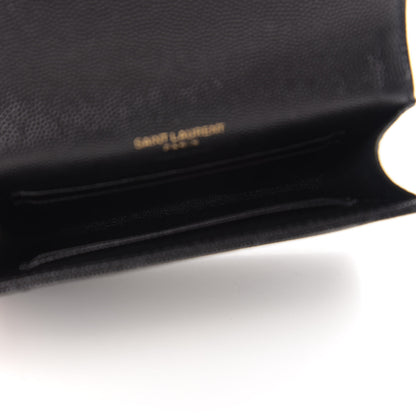 Saint Laurent Grain De Poudre Matelasse Chevron Small Monogram Envelope Wallet Black 5 of 7