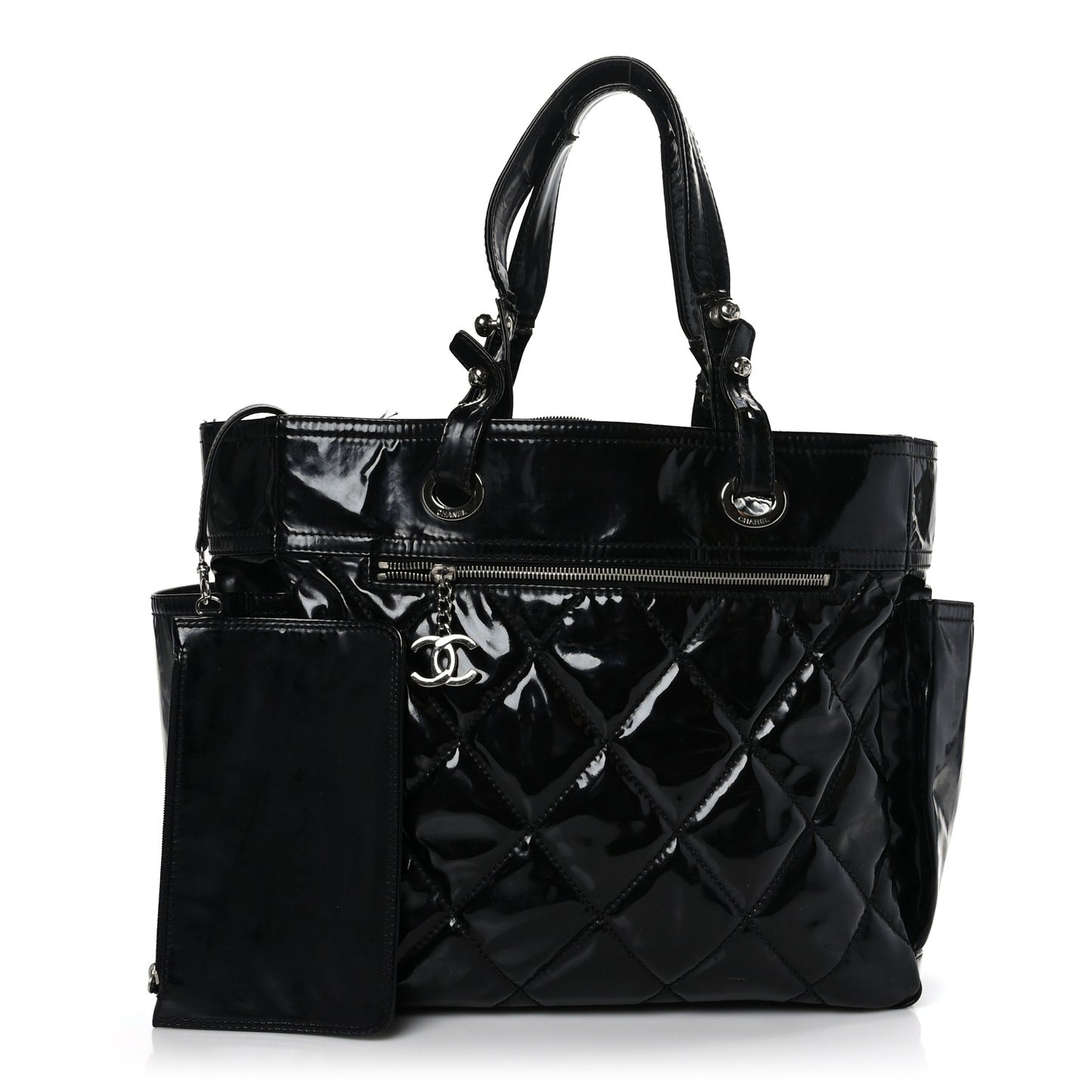 Vinyl Quilted Large Paris Biarritz Tote Black