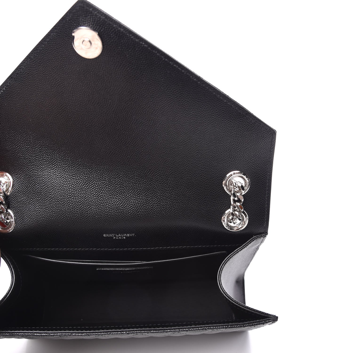 Saint Laurent Grain De Poudre Textured Mixed Matelasse Triquilt Medium Monogram Satchel Black 5 of 8