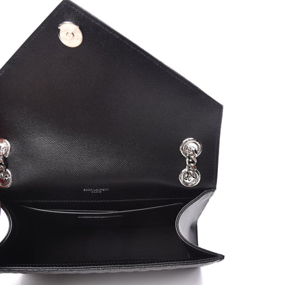 Saint Laurent Grain De Poudre Textured Mixed Matelasse Triquilt Medium Monogram Satchel Black 5 of 8