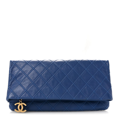 Chanel Calfskin Stitched Thin City Clutch Blue 1 of 11