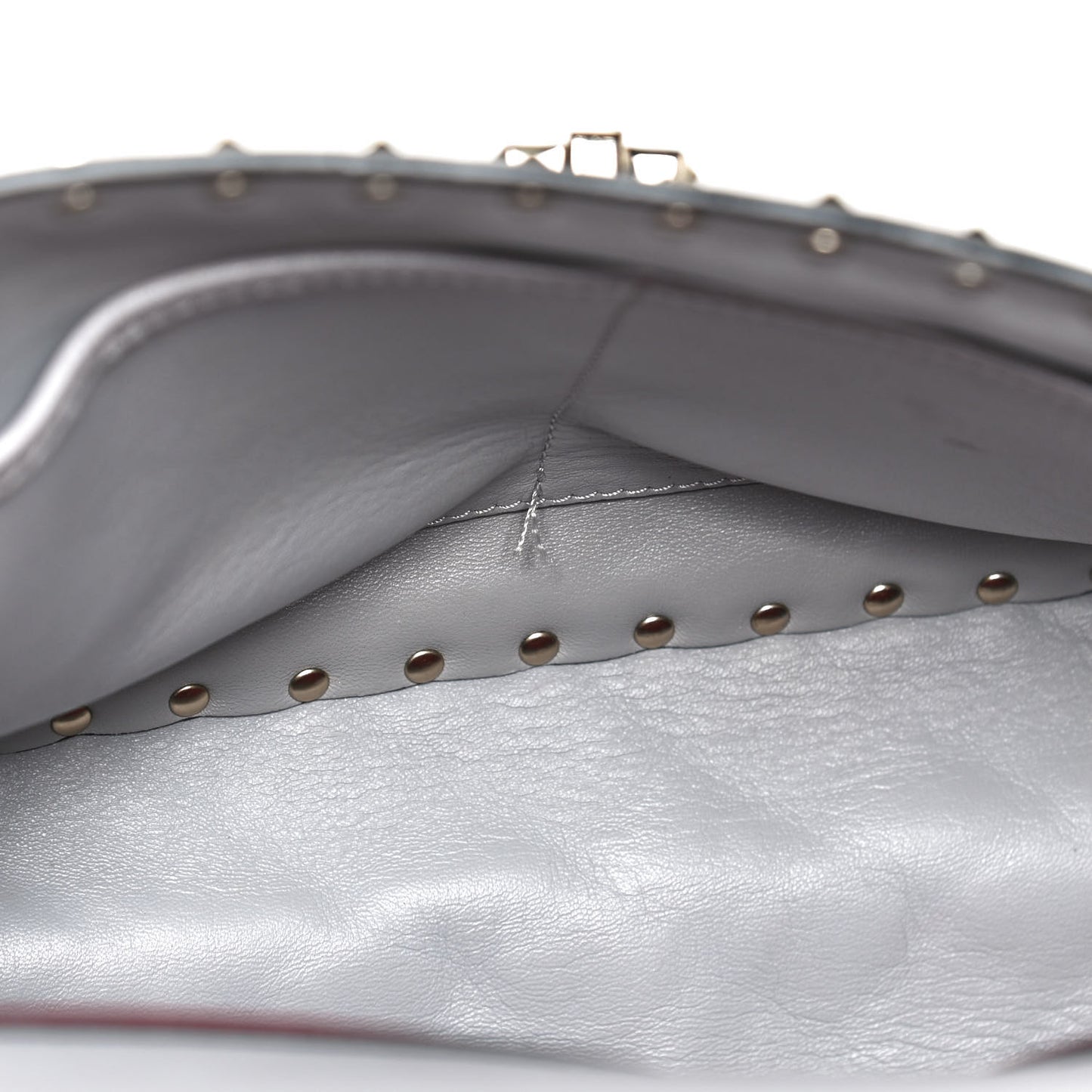 Nappa Large Rockstud Spike Shoulder Bag Pastel Grey