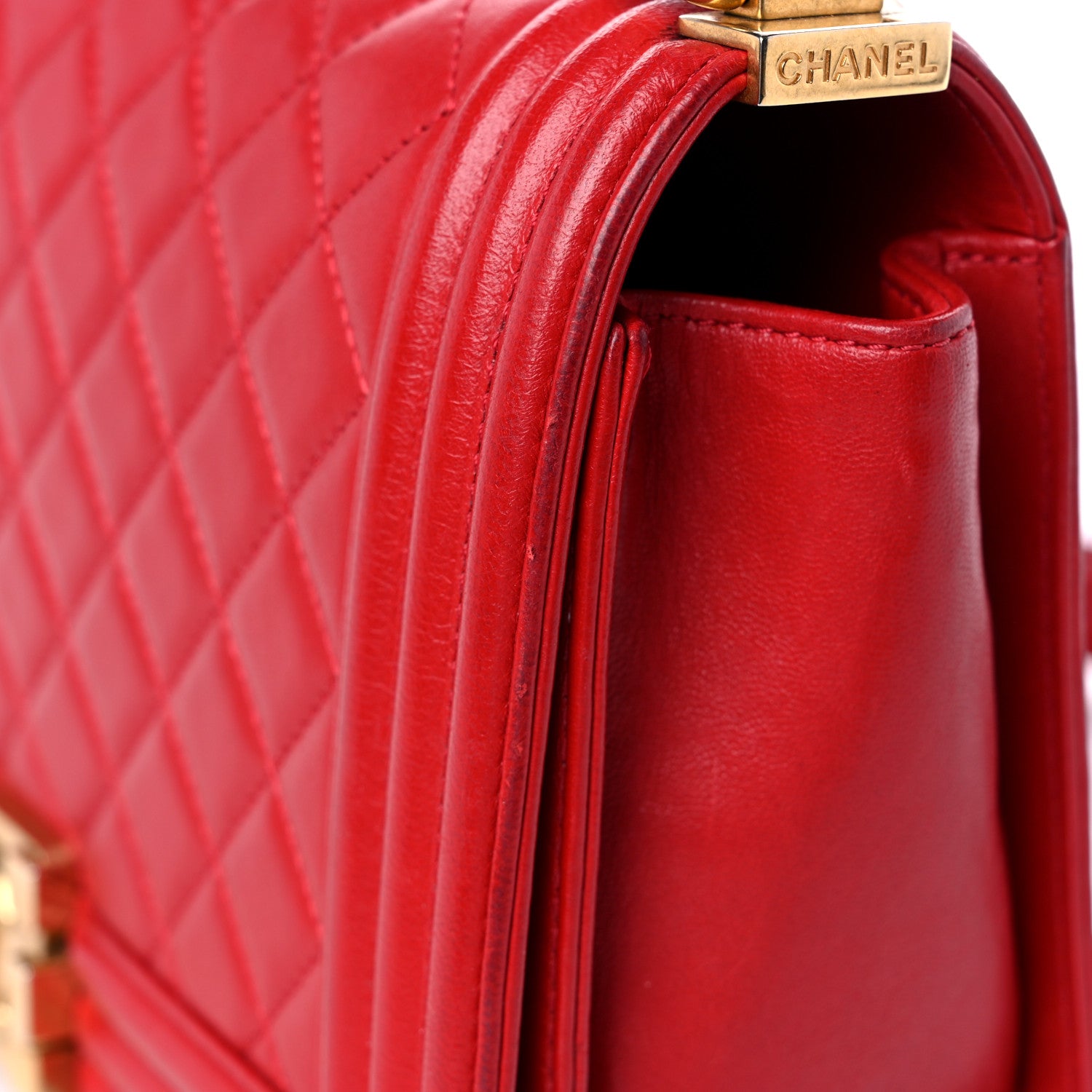 Chanel Lambskin Quilted Medium Boy Flap Red 16 of 20