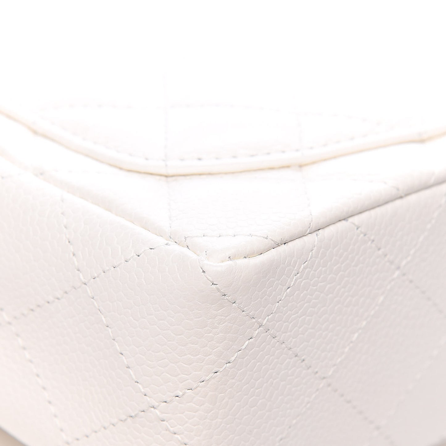 Caviar Quilted Mini Square Flap White