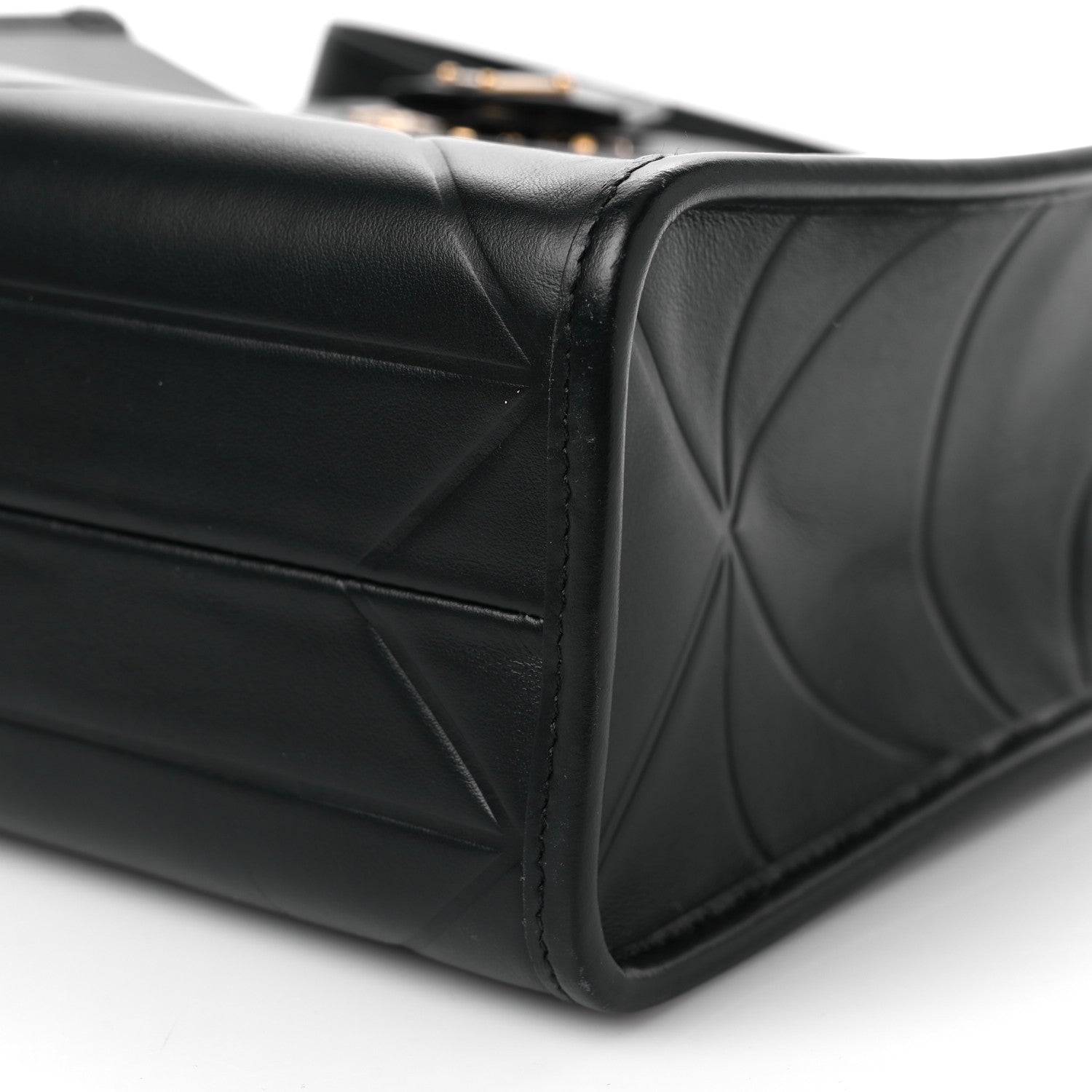 Prada Soft Calfskin Triangolo Symbole Embossed Small Tote Black 9 of 9
