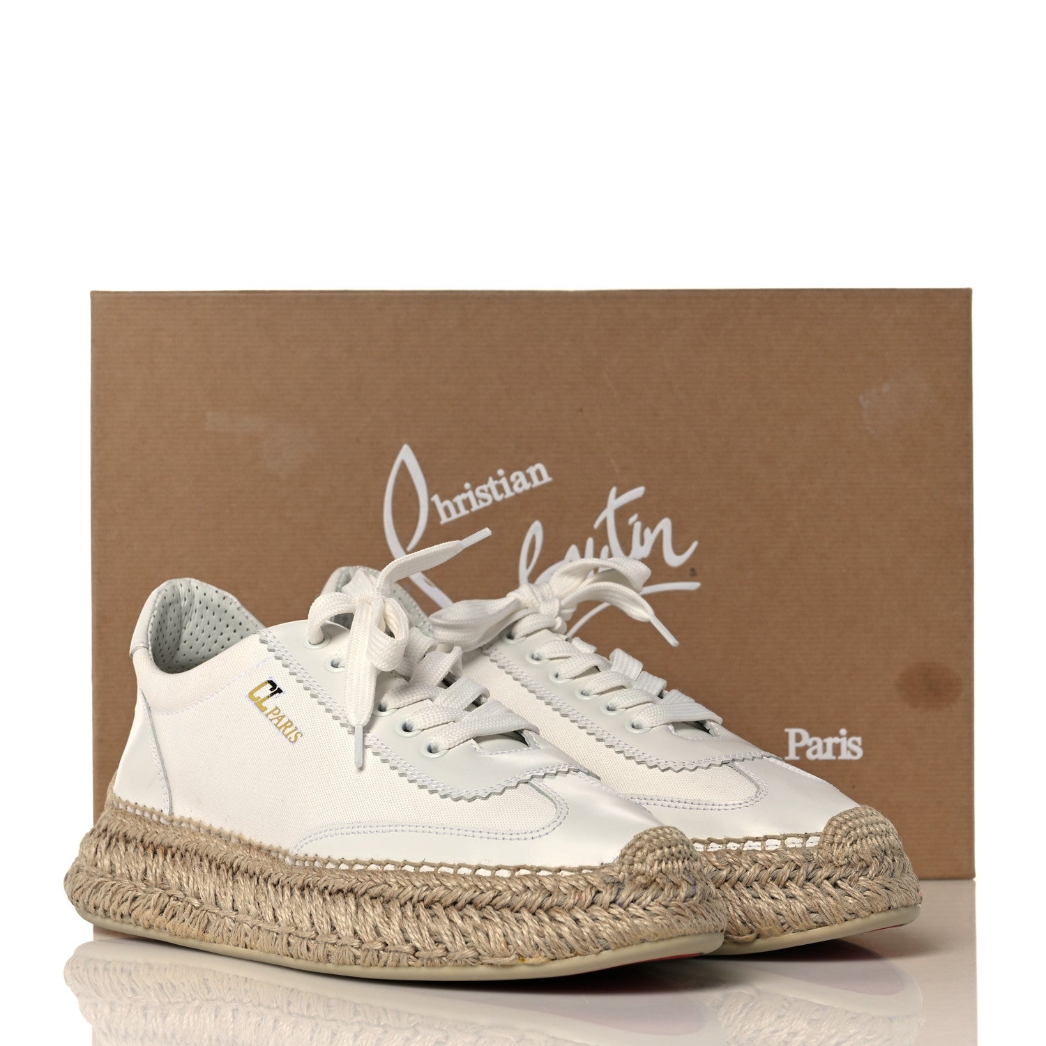 Christian Louboutin Toile Calfskin Espasneak Flat Sneaker 39 Ivory 9 of 9