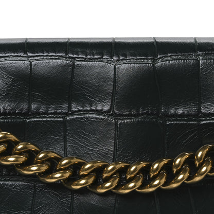 Balenciaga Extra Supple Calfskin Crocodile Embossed Small Crush Chain Bag Dark Green Bottle 8 of 10