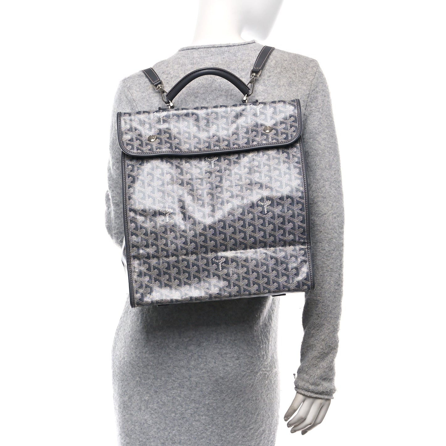 Goyardine Saint Leger Soft Briefcase Backpack Grey