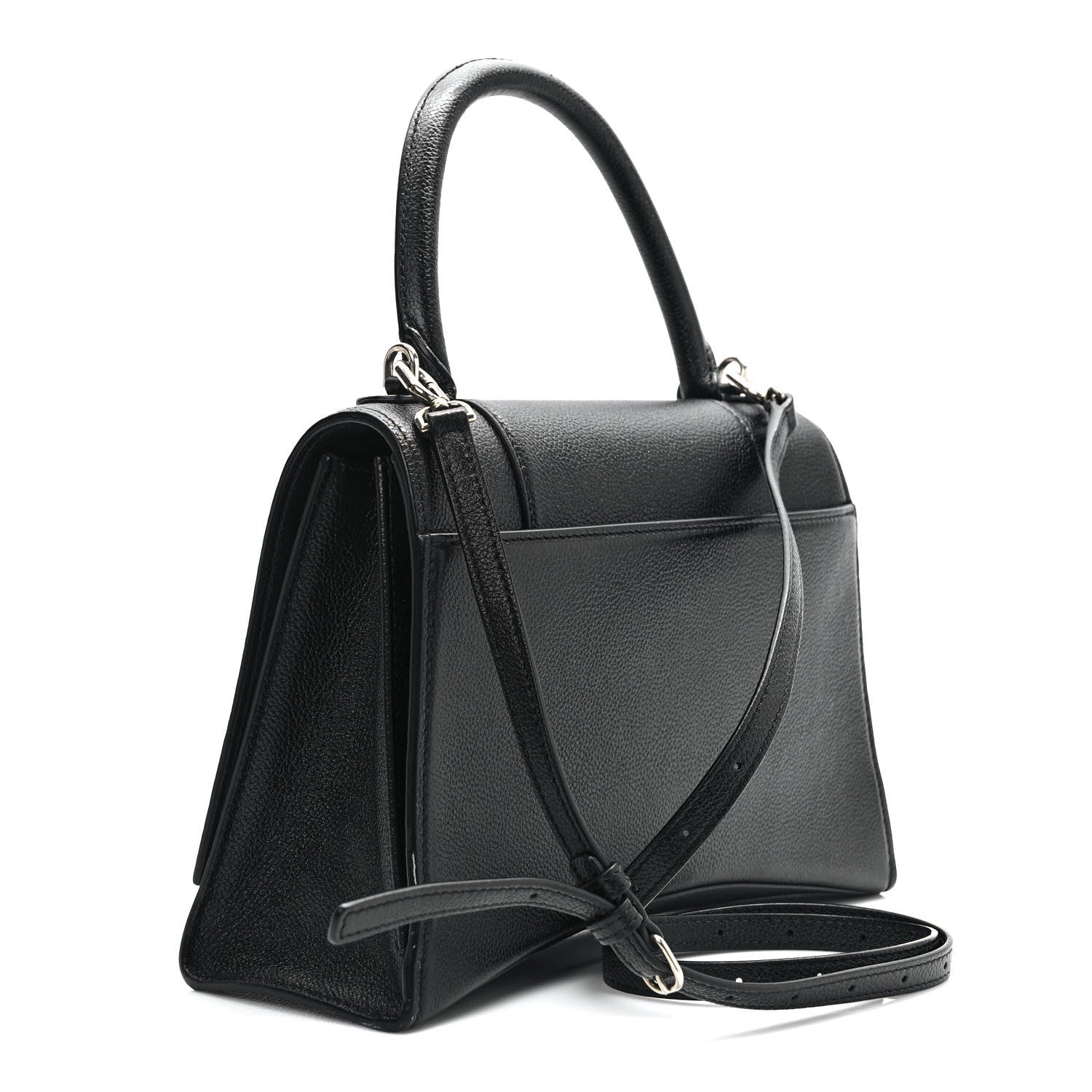 Balenciaga Grained Calfskin Medium Hourglass Top Handle Bag Black 2 of 8