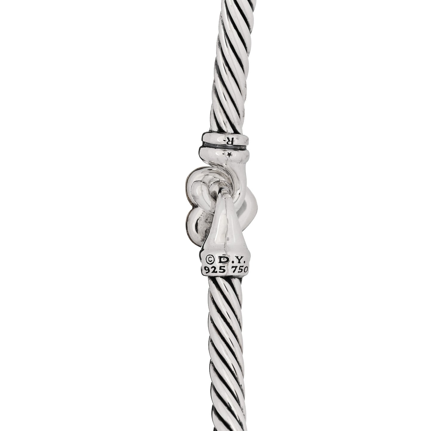 Sterling Silver 18K Yellow Gold 3mm Cable Collectibles Heart Bracelet