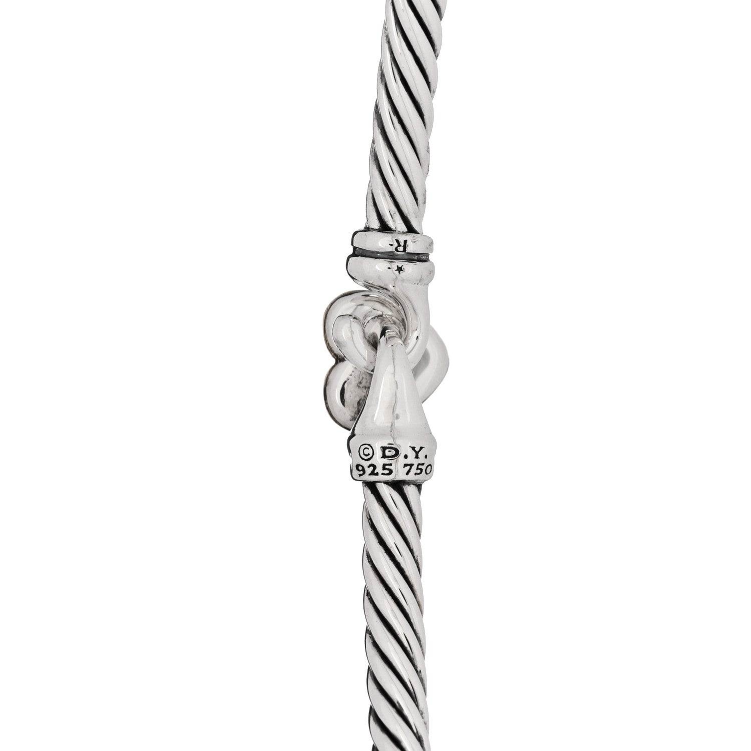 David Yurman Sterling Silver 18K Yellow Gold 3mm Cable Collectibles Heart Bracelet 3 of 3