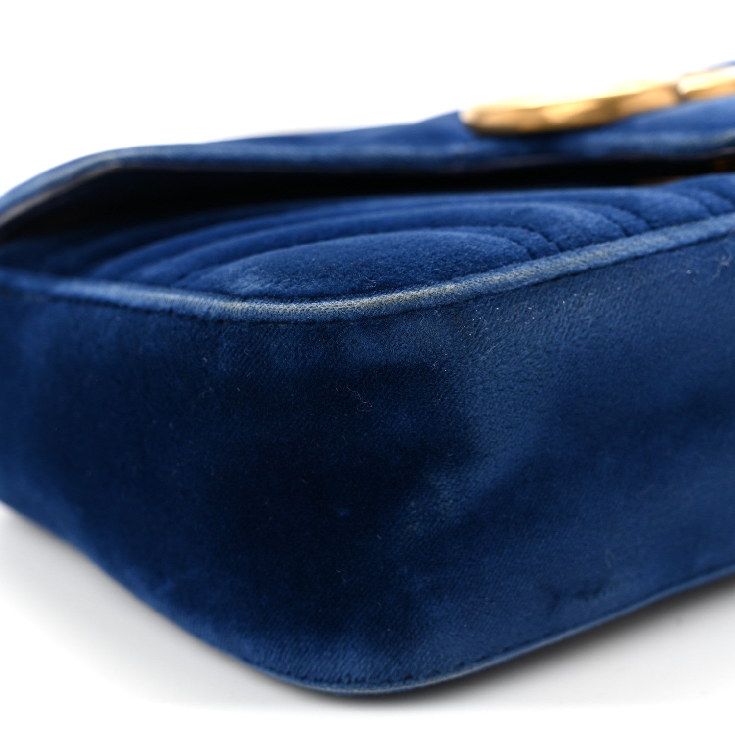 Gucci Velvet Matelasse Mini GG Marmont Shoulder Bag Cobalt Blue 9 of 14