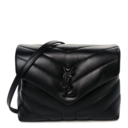 Saint Laurent Calfskin Y Quilted Monogram Monochrome Toy Loulou Crossbody Bag Black 1 of 12