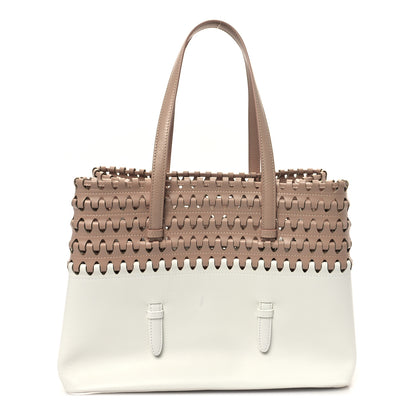 Alaia Calfskin Laser Cut Tote Nude White 1 of 11